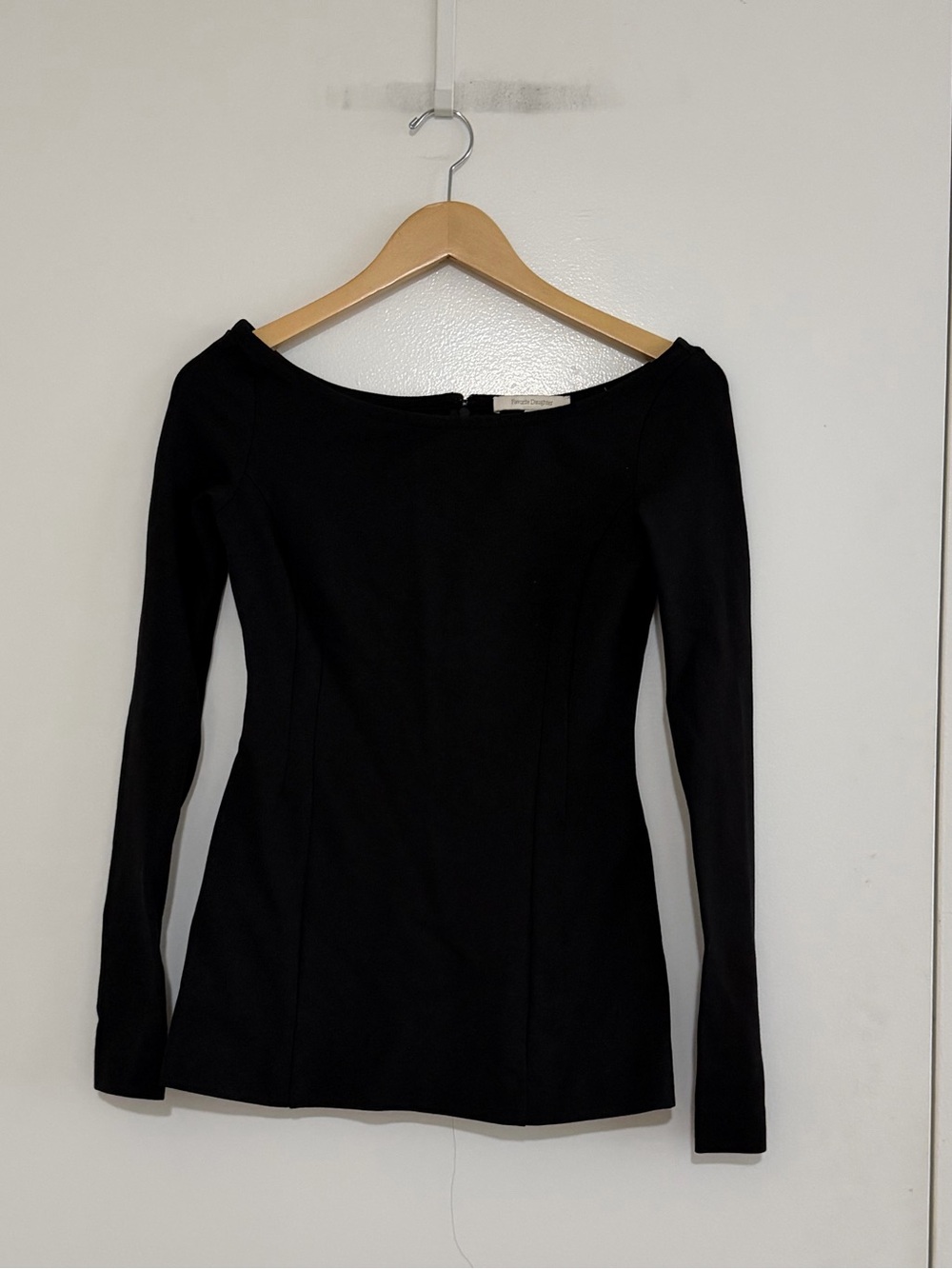 Favorite Daughter Black Long Sleeve off shoulder Top